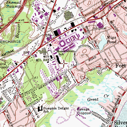 Topographic Map of Meadowside Playground, CT