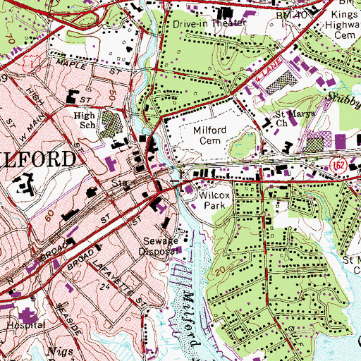Topographic Map of Memorial Bridge, CT
