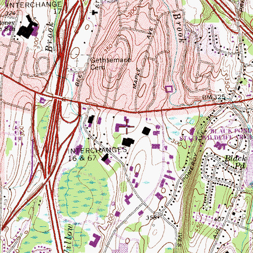 Topographic Map of Meriden Parkade Shopping Center, CT