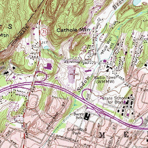 Topographic Map of Meriden Square Shopping Center, CT