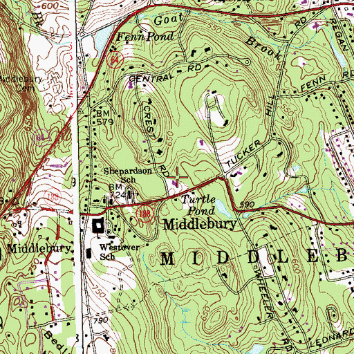 Topographic Map of Middlebury Public Library, CT