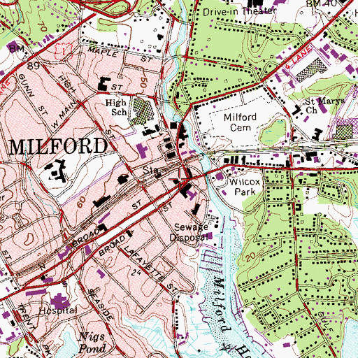 Topographic Map of Milford Chamber of Commerce, CT