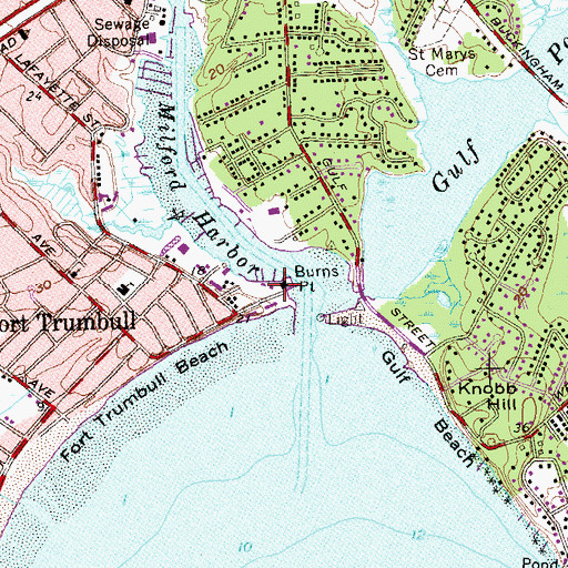 Topographic Map of Milford Yacht Club, CT