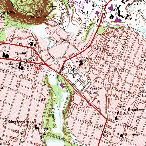 Topographic Map of Mishkan Israel Cemetery, CT