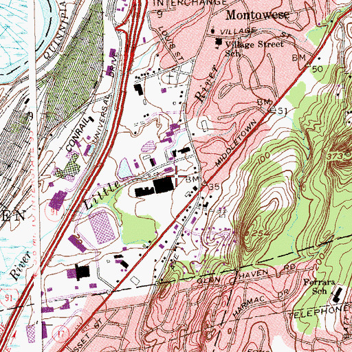 Topographic Map of Montowese Shopping Plaza Shopping Center, CT