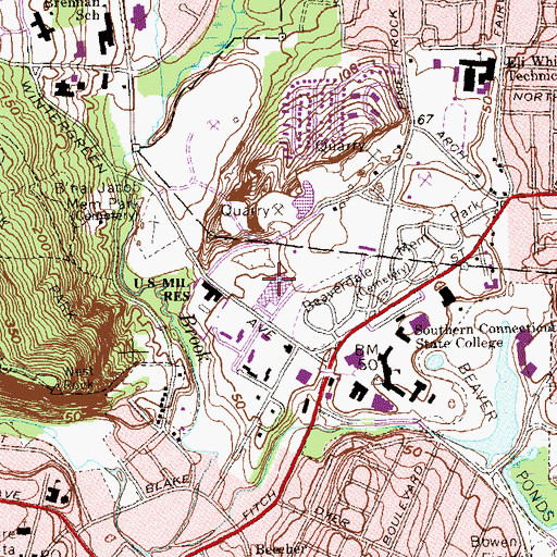 Topographic Map of Moore Field, CT