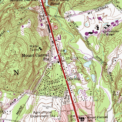 Topographic Map of Mount Carmel Congregational Church, CT