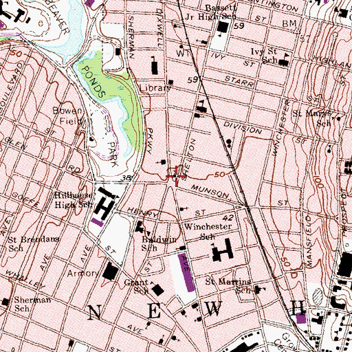 Topographic Map of Mount Gideon Faith Fellowship, CT