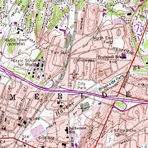 Topographic Map of Mount Hebron Baptist Church, CT