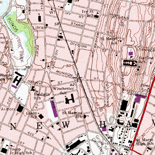 Topographic Map of Munson Street Triangle, CT