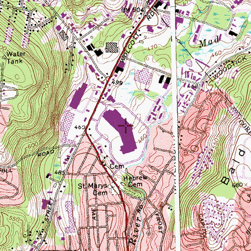 Topographic Map of Naugatuck Valley Mall Shopping Center, CT