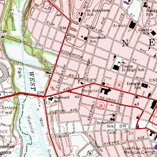 Topographic Map of Nazareth Pentecostal Church, CT