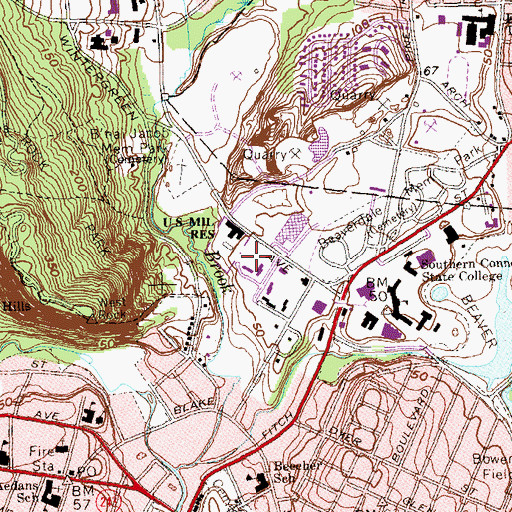 Topographic Map of Neff Building, CT