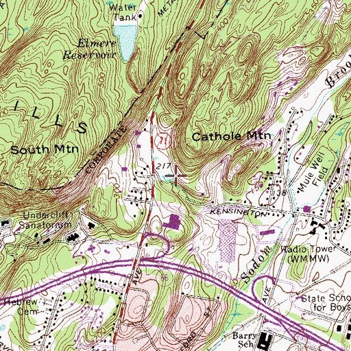 Topographic Map of New Dam Pond, CT