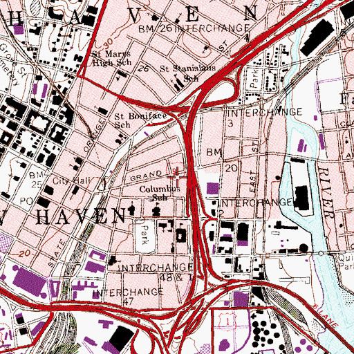 Topographic Map of New Haven Chamber of Commerce, CT