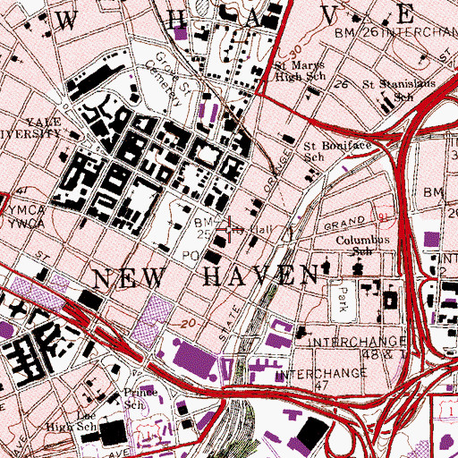Topographic Map of New Haven City Hall, CT