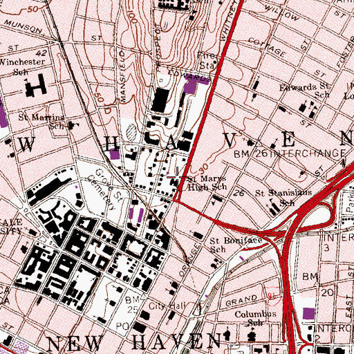 Topographic Map of New Haven Colonial Historical Society Building, CT