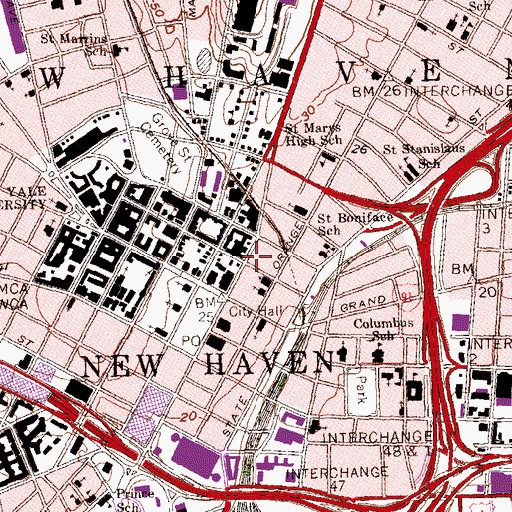 Topographic Map of New Haven County Courthouse, CT