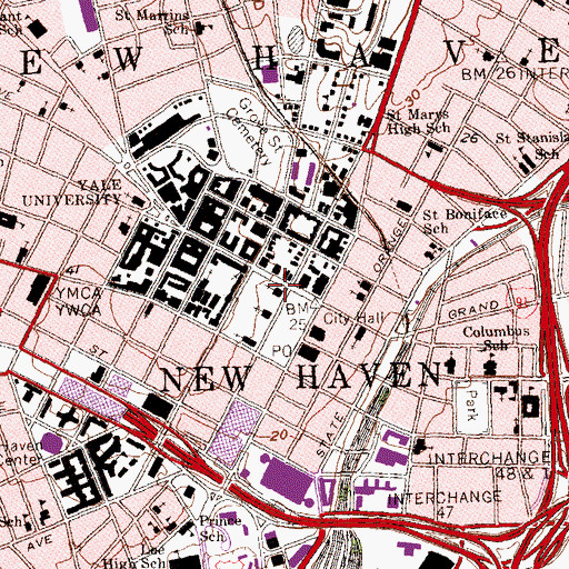 Topographic Map of New Haven Crypt Cemetery, CT