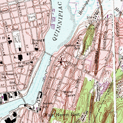 Topographic Map of New Haven Friends Church, CT