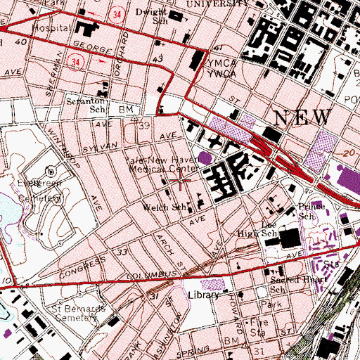 Topographic Map of New Haven Jewish Home for the Aged, CT