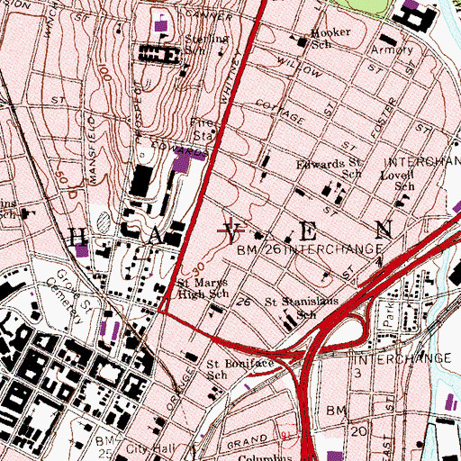 Topographic Map of New Haven Lawn Club, CT