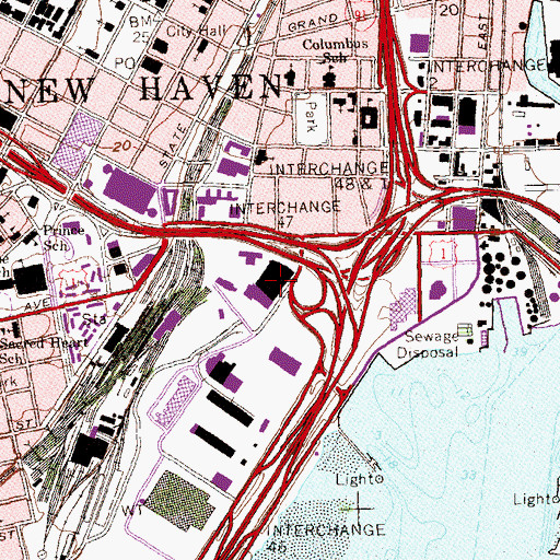 Topographic Map of New Haven Post Office, CT