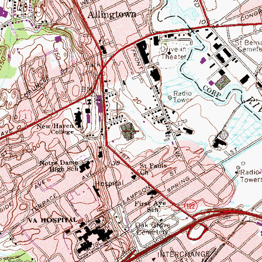 Topographic Map of New Haven Plaza Shopping Center, CT