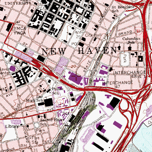 Topographic Map of New Haven Veterans Coliseum (historical), CT