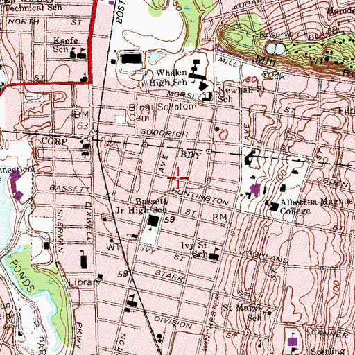 Topographic Map of New Hope Baptist Church, CT