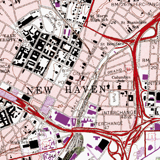Topographic Map of Ninth Square Historic District, CT