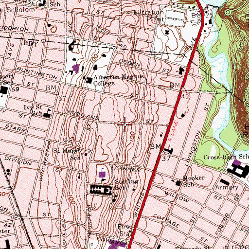Topographic Map of North Building, CT