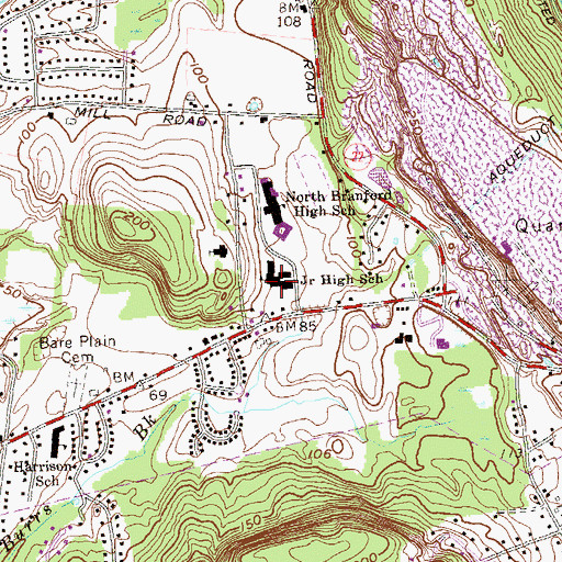 Topographic Map of North Branford Intermediate School, CT