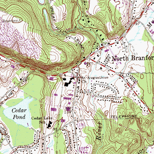 Topographic Map of North Branford Post Office, CT