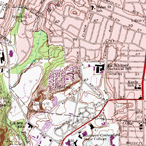 Topographic Map of North Campus Residence Complex, CT