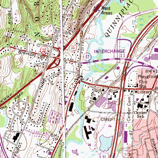 Topographic Map of North Haven Bridge, CT