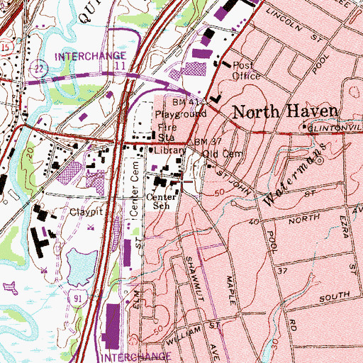 Topographic Map of North Haven Congregational Church, CT