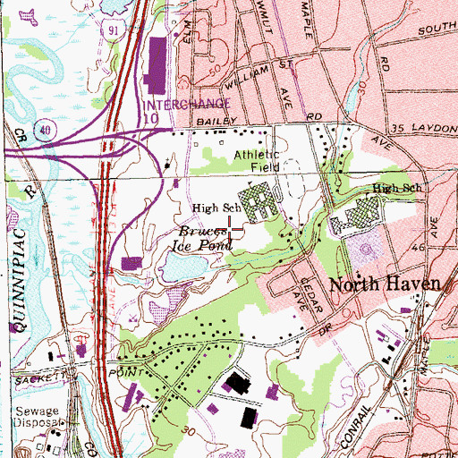 Topographic Map of North Haven High School, CT