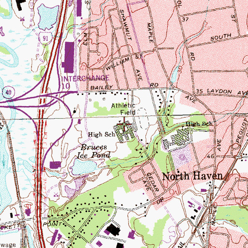 Topographic Map of North Haven Middle School, CT