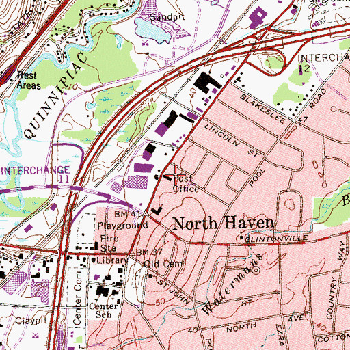 Topographic Map of North Haven Post Office, CT