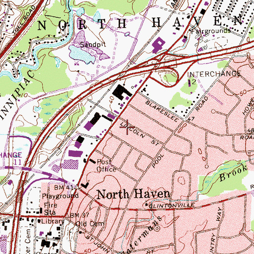 Topographic Map of North Haven Shopping Center, CT