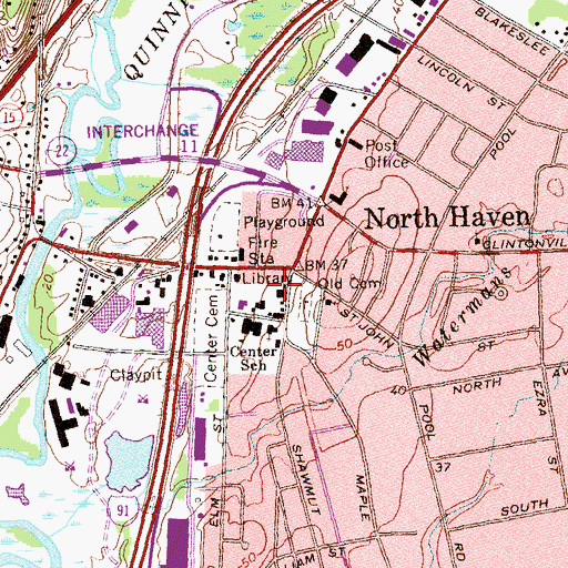 Topographic Map of North Haven Town Hall, CT