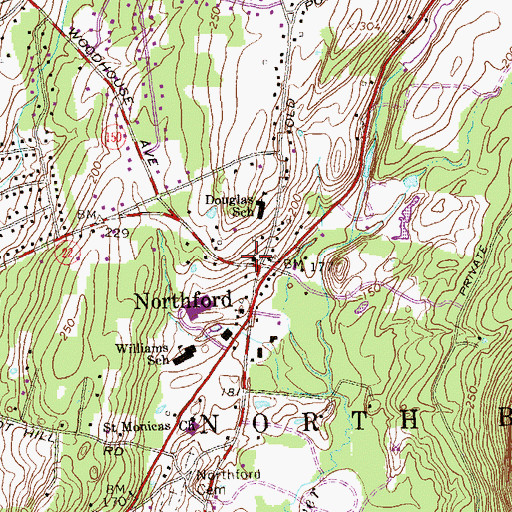 Topographic Map of Northford Congregational Church, CT