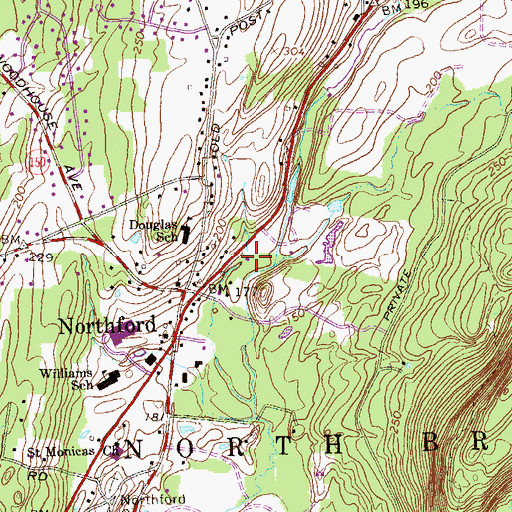 Topographic Map of Northford Post Office, CT
