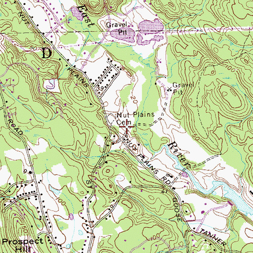Topographic Map of Nut Plains Park, CT