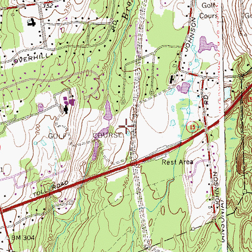 Topographic Map of Oak Lane Country Club, CT