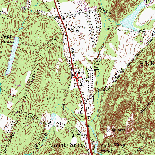 Topographic Map of Olivet Baptist Church, CT