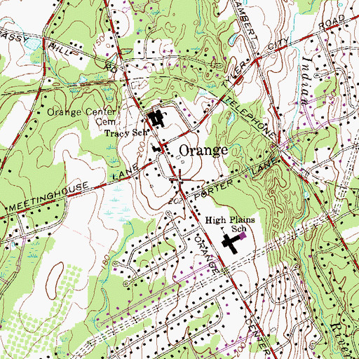 Topographic Map of Orange Center Historic District, CT