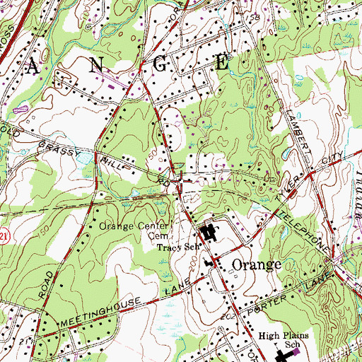 Topographic Map of Orange Congregation-Jehovahs Church, CT