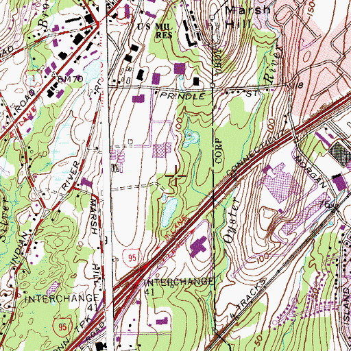 Topographic Map of Orange Hills Country Club, CT